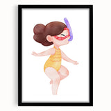 Nursery Wall Art – Whimsical Snorkeling Girl Illustration Print