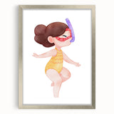 Nursery Wall Art – Whimsical Snorkeling Girl Illustration Print