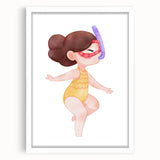 Nursery Wall Art – Whimsical Snorkeling Girl Illustration Print