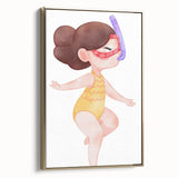 Nursery Wall Art – Whimsical Snorkeling Girl Illustration Print
