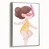 Nursery Wall Art – Whimsical Snorkeling Girl Illustration Print