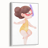 Nursery Wall Art – Whimsical Snorkeling Girl Illustration Print