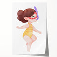 Nursery Wall Art – Whimsical Snorkeling Girl Illustration Print