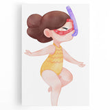 Nursery Wall Art – Whimsical Snorkeling Girl Illustration Print