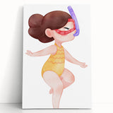 Nursery Wall Art – Whimsical Snorkeling Girl Illustration Print
