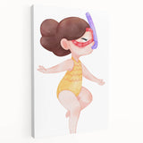 Nursery Wall Art – Whimsical Snorkeling Girl Illustration Print