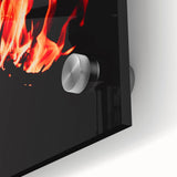 Large abstract wall art in autumnal shades on acrylic glass, ideal for dining room ambiance.