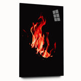 Large abstract wall art on acrylic glass depicting swirling autumn colors, ideal for bedroom or dining room decor.