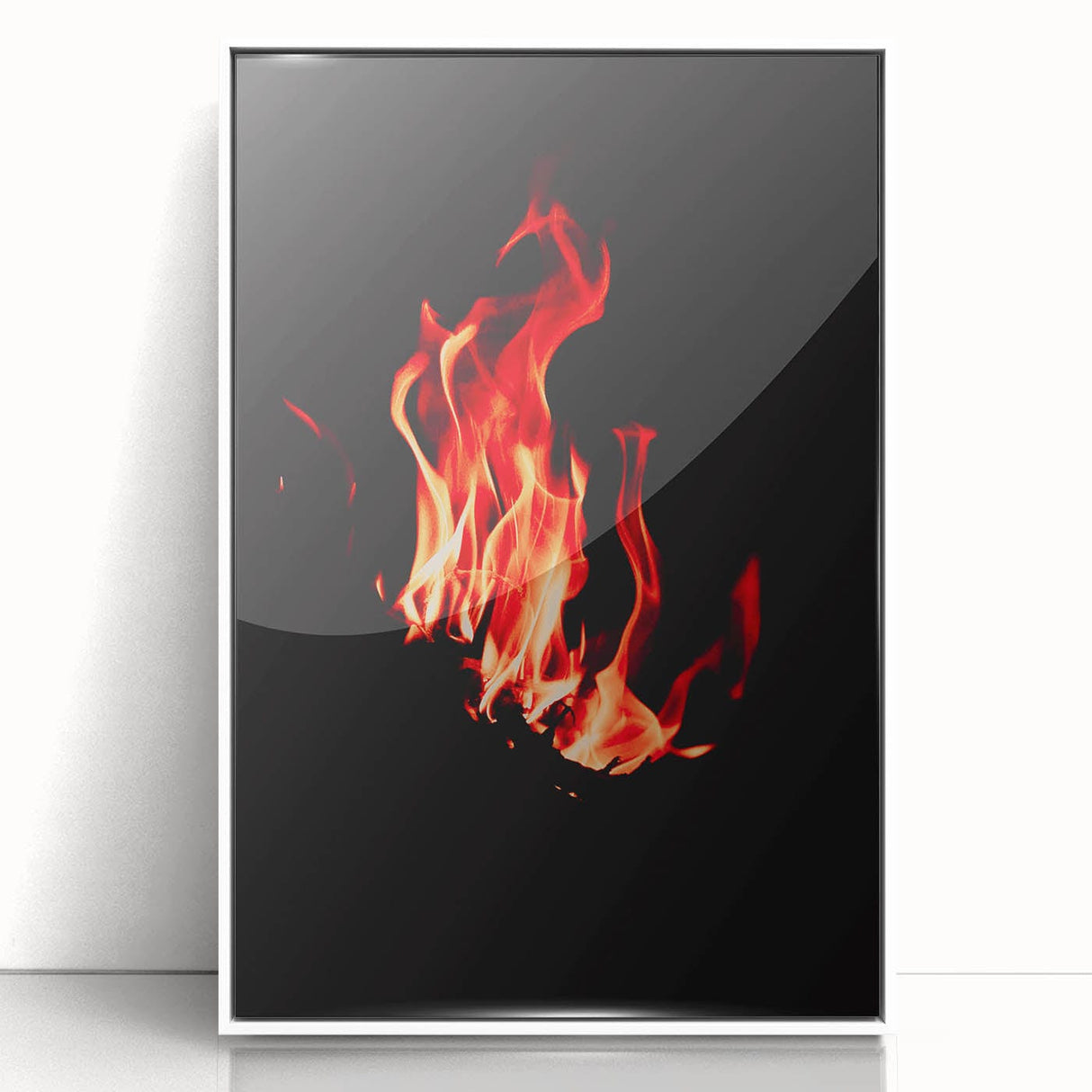 Art deco style poster featuring autumnal trees in vibrant orange and red tones, acrylic framed, ideal for nursery wall decor.