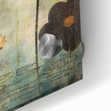 Golden Lotus Living Room Wall Art - Modern Canvas & Framed Print