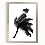 Abstract figurative silver frame with white mat showcasing a modern art design, perfect for contemporary home decor. Ideal for enhancing living spaces with elegance.