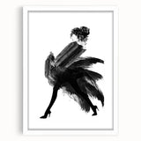 Abstract figurative art frame with a white mat, showcasing a modern design featuring bold colors and geometric shapes, ideal for contemporary home decor.