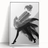 Abstract figurative wall art in a sleek white frame, showcasing vibrant colors and dynamic shapes, ideal for modern home decor and artistic expression.