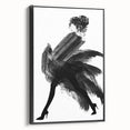 Framed abstract figurative art canvas in black, showcasing an elegant side view. Ideal for modern home decor, adding a touch of sophistication to any space.