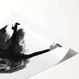 Abstract figurative art print featuring vibrant colors and dynamic shapes, rolled and packaged in a protective cardboard tube for easy shipping and display.