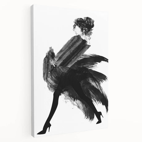 Abstract figurative stretched canvas artwork showcasing vibrant colors and dynamic shapes, viewed from the side. Ideal for modern home decor and artistic expression.