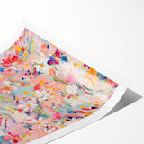 Abstract floral wall art print showcasing vibrant colors and intricate designs, rolled and ready for framing. Ideal for modern home decor and artistic spaces.