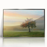 Framed acrylic wall art showcasing an abstract landscape design in silver tones, adding a modern touch to home decor, perfect for gallery walls or living spaces.