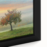 Close-up of a framed abstract landscape wall art piece showcasing vibrant colors and intricate textures, ideal for modern home decor or office settings.