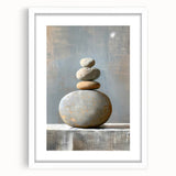 Abstract minimalist wall art framed in white matting, showcasing a sleek design with soft colors, perfect for modern home decor. Ideal for living rooms or offices.