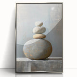 Framed abstract minimalist wall art with a silver acrylic finish, showcasing geometric shapes and a sleek design, perfect for modern home decor.