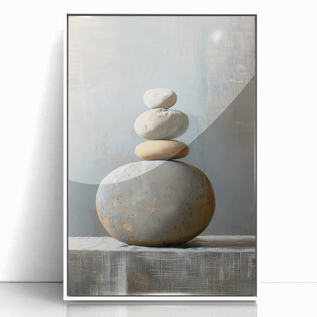 Framed abstract minimalist wall art with a white background and subtle geometric design, perfect for modern home decor and artistic interiors.