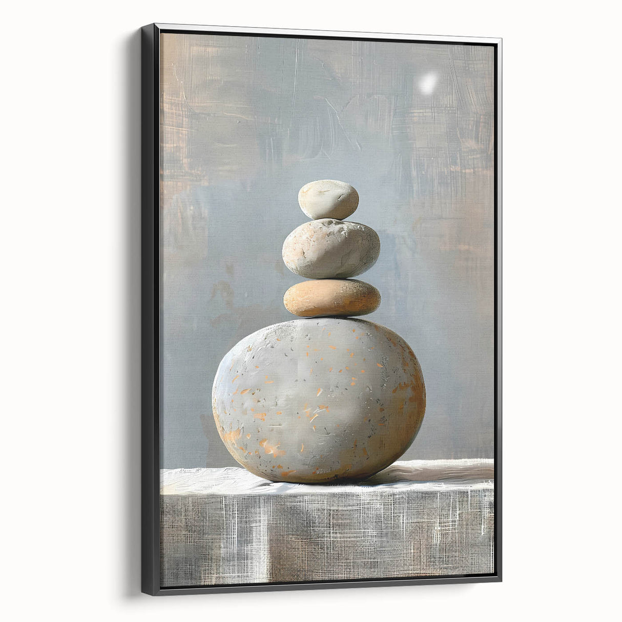 Framed minimalist abstract wall art featuring black and white geometric patterns, displayed from the side. Ideal for modern home decor to enhance aesthetics.