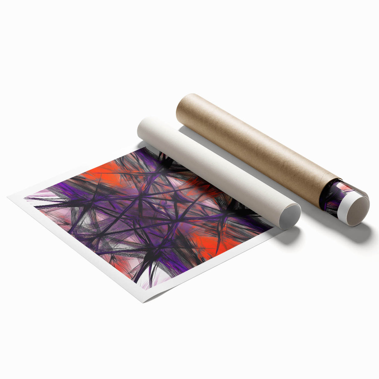 Large Abstract Wall Art – Energetic Red and Purple Motion Lines