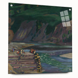 Expressionism Wall Art - River Scene in Dolný Kubín Landscape