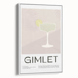 Extra large vintage poster art of colorful food and drinks on a white framed canvas, ideal for living room decor.