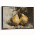 Black and white vintage poster art featuring assorted fruits on a framed canvas, ideal for bedroom wall decor.