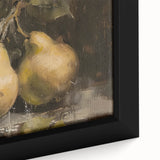 Extra large black wall art featuring a close-up of colorful, textured fruits on framed canvas, ideal for living room decor.