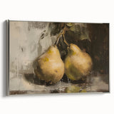 Framed canvas featuring a vintage poster of colorful fruits in a landscape format, suitable for kitchen decor.