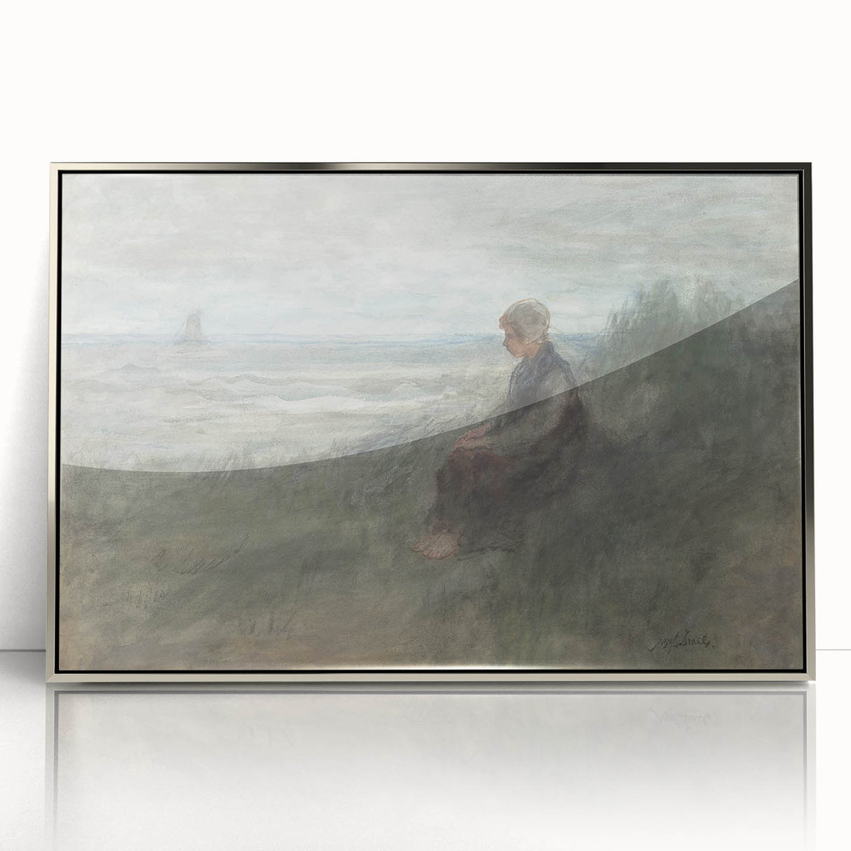 Girl in the Dunes by Jozef Israëls: Serene Coastal Impressionist Art