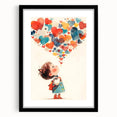 Playroom Wall Art – Whimsical Heart Balloon Illustration for Kids