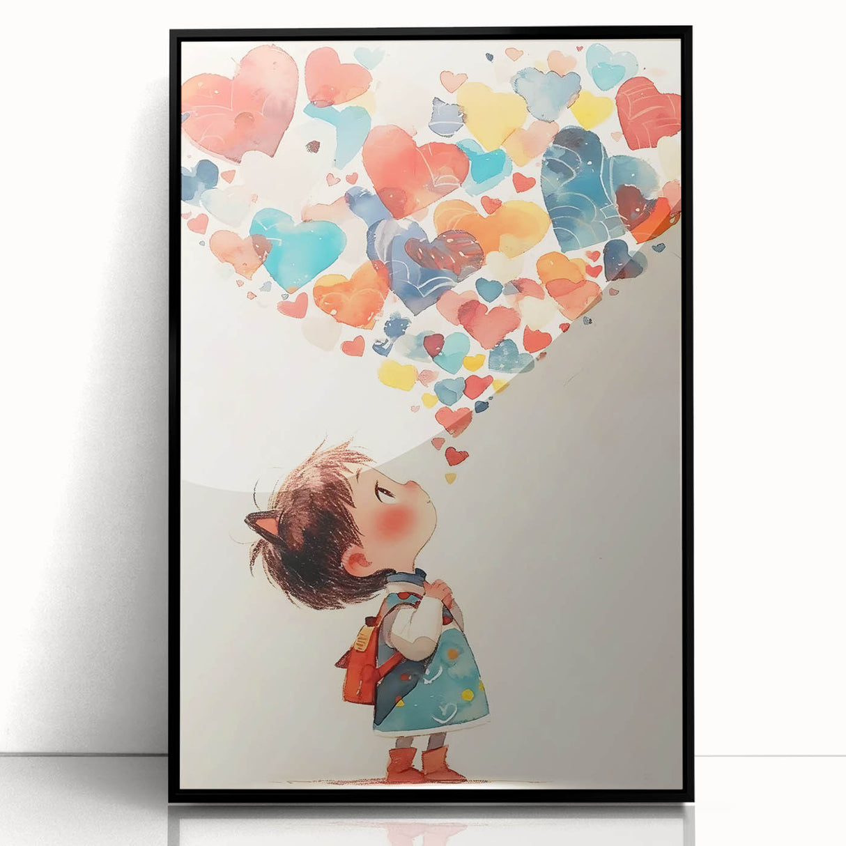 Playroom Wall Art – Whimsical Heart Balloon Illustration for Kids