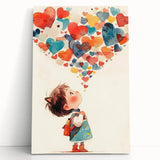 Playroom Wall Art – Whimsical Heart Balloon Illustration for Kids
