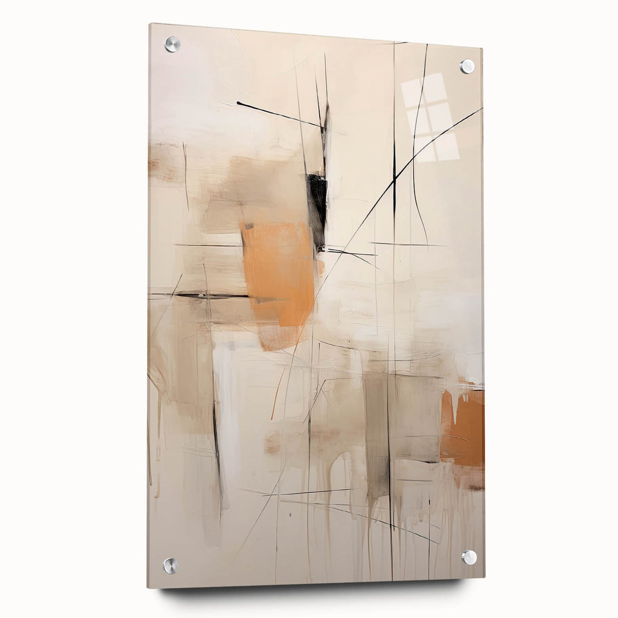 Contemporary Abstract Dining Room Art – Beige & Orange Wall Décor