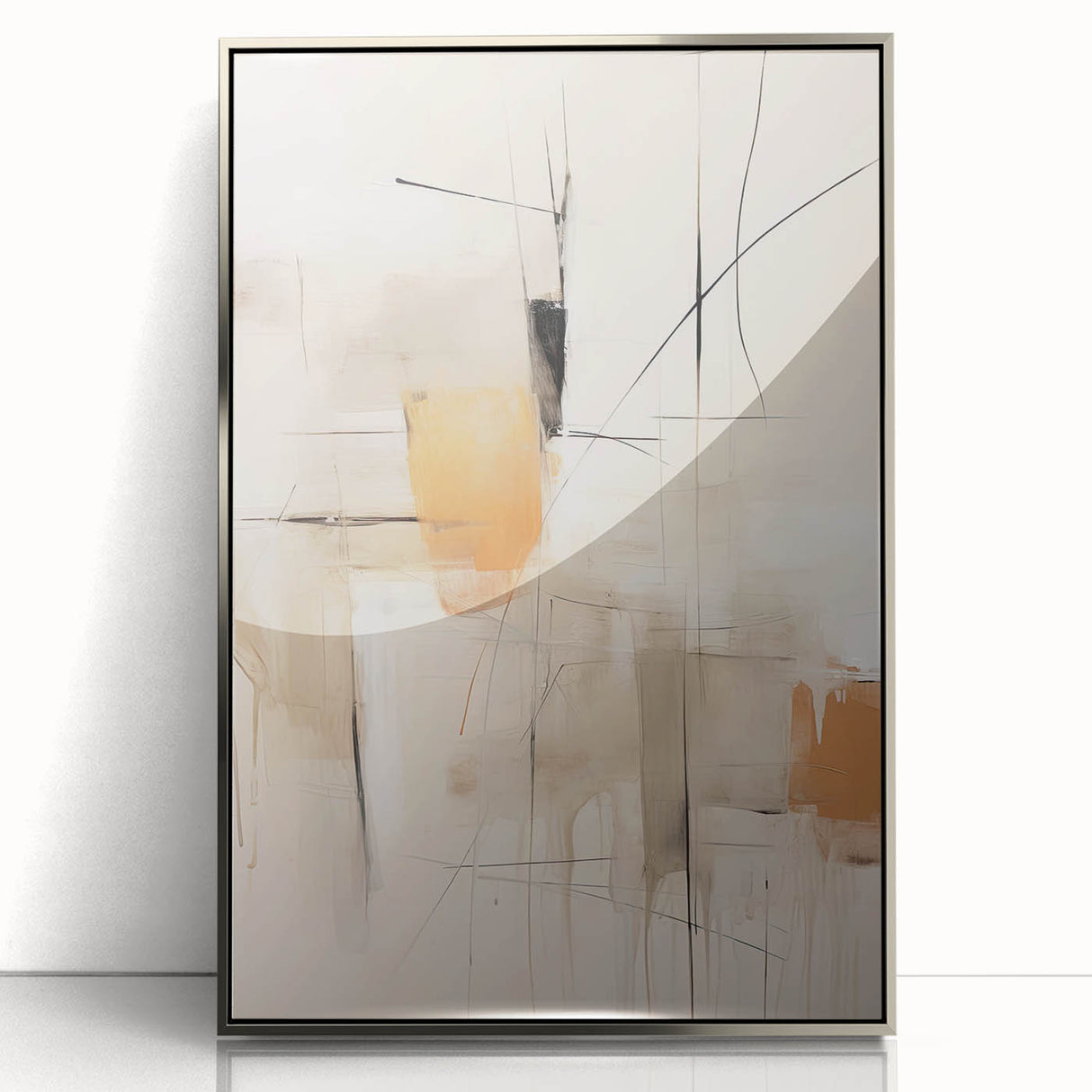Contemporary Abstract Dining Room Art – Beige & Orange Wall Décor
