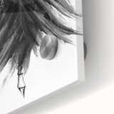 Abstract figurative acrylic artwork in vibrant colors displayed on a glass surface, showcasing intricate brush strokes and dynamic shapes, perfect for contemporary decor.