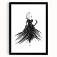 Black abstract figurative frame with mat showcasing an elegant design, viewed from the front, perfect for modern home decor accents or gallery displays.
