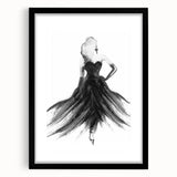 Black abstract figurative frame with mat showcasing an elegant design, viewed from the front, perfect for modern home decor accents or gallery displays.