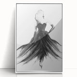 Abstract figurative art print in a sleek white frame, showcasing vibrant colors and dynamic shapes, perfect for modern home decor. Ideal for enhancing living spaces.