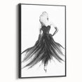 Framed abstract figurative canvas art in black, showcasing a modern design with unique shapes and textures, ideal for contemporary home decor.