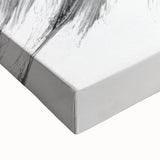 Close-up of an abstract figurative stretched canvas artwork showcasing vibrant colors and dynamic forms, perfect for modern home decor accentuating creativity and style.