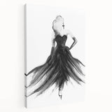 Abstract figurative stretched canvas art showcasing vibrant colors and dynamic shapes, displayed in a side view to highlight its depth and texture. Perfect for modern decor.