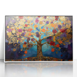 Framed abstract floral wall art featuring vibrant colors and intricate designs, displayed against a white background, perfect for modern home decor.