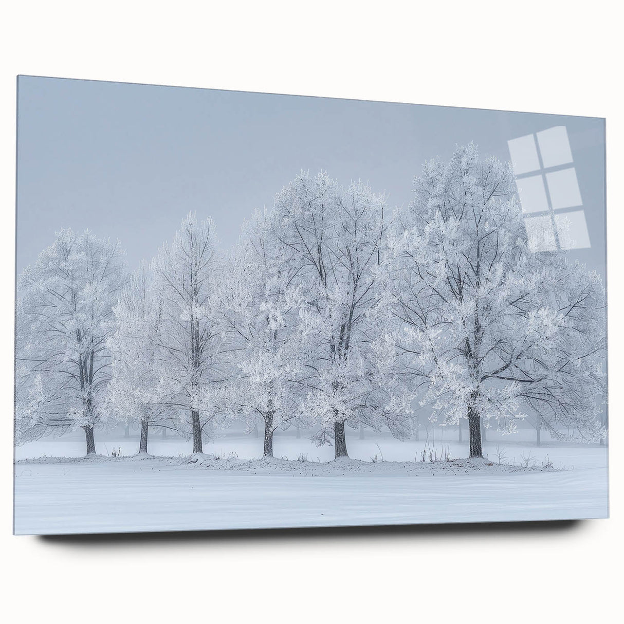 Abstract landscape wall art displayed in an acrylic glass frame, showcasing vibrant colors and flowing shapes, ideal for modern home decor. This side view highlights the sleek design without visible mounting pins, perfect for enhancing any interior space.
