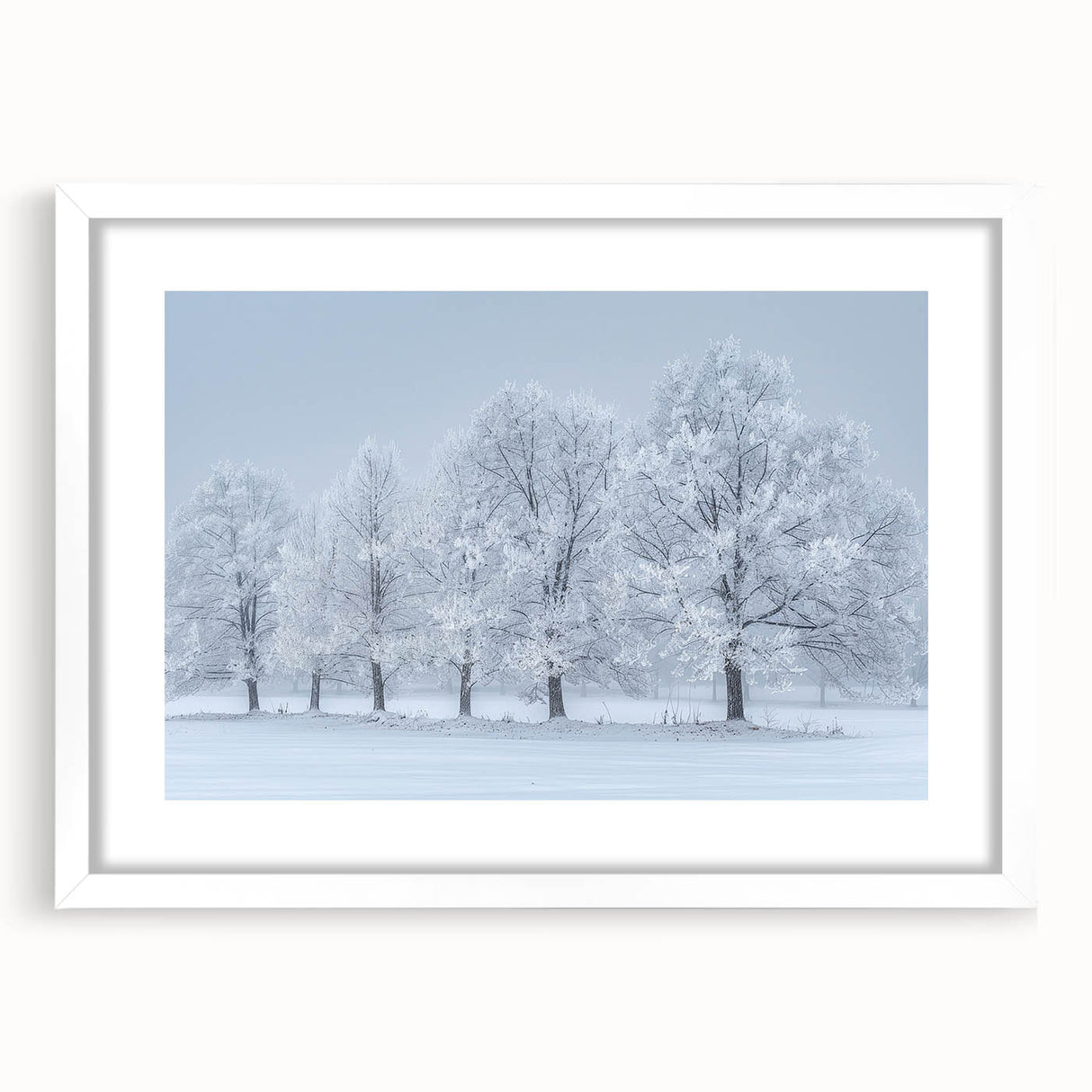 Abstract landscape wall art framed in white with a mat, showcasing a blend of soft pastel colors and organic shapes, perfect for modern home decor.