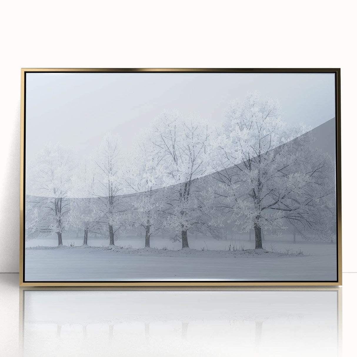 Framed abstract landscape wall art featuring a gold-acrylic design, showcasing vibrant colors and modern aesthetics, perfect for enhancing contemporary interiors.